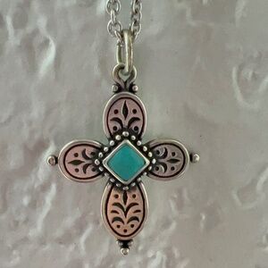 James Avery Retired Turquoise Cross Necklace